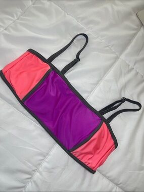 bcg Pink and Purple Colorblock Bikini Top